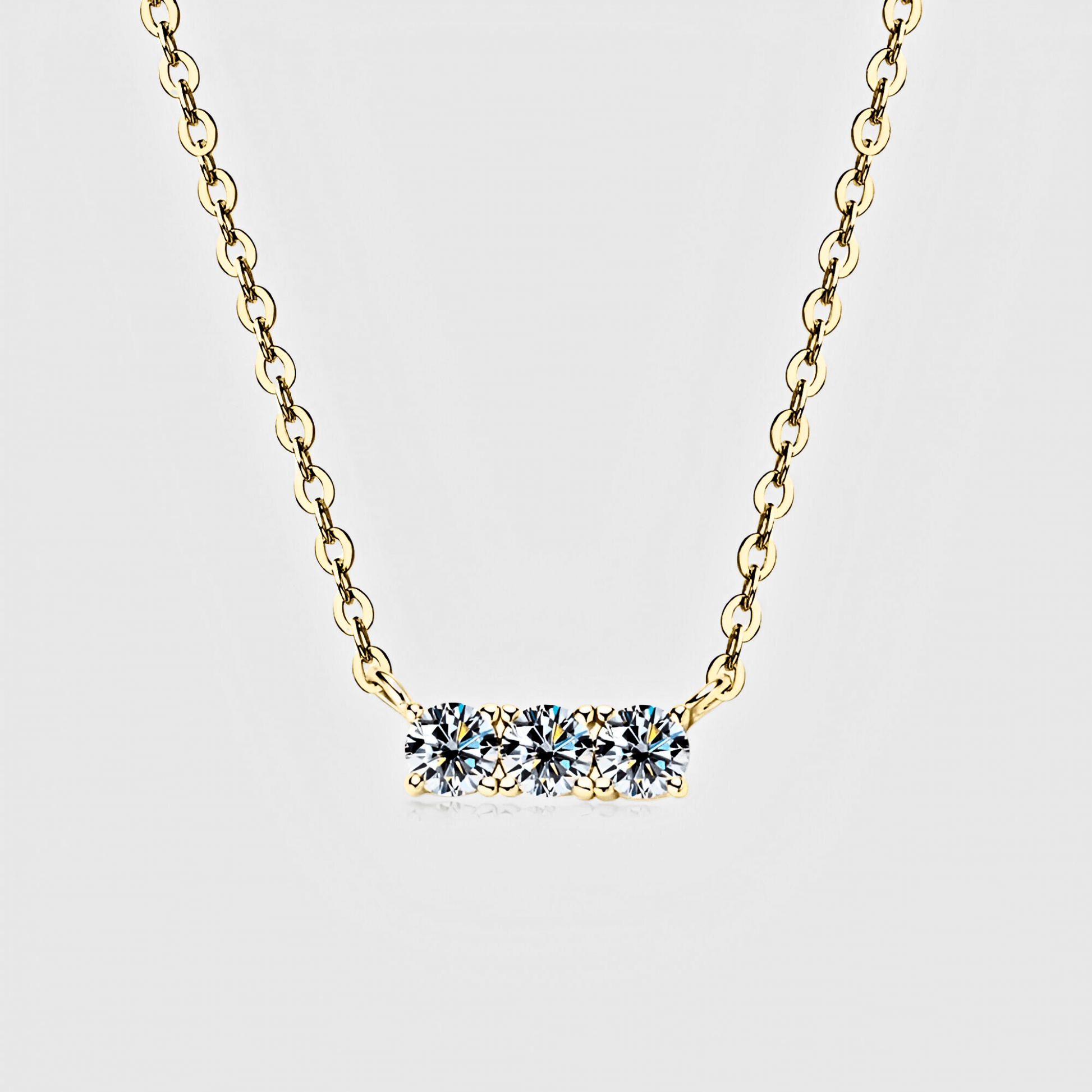 Linea Pendant - Inlaid Moissanite Necklace/ pendant in 18k gold.