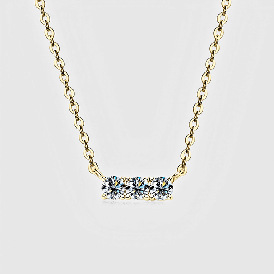Linea Pendant - Inlaid Moissanite Necklace/ pendant in 18k gold.
