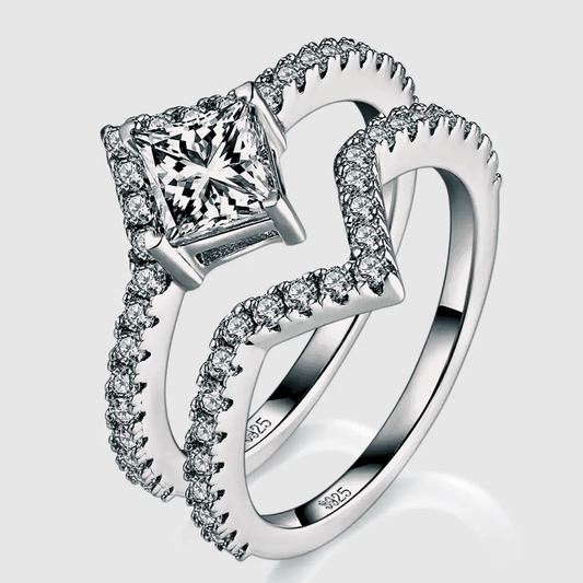 Lucia Duo 1ct - a moissanite double ring in 925 sterling silver. | silver Moissanite ring