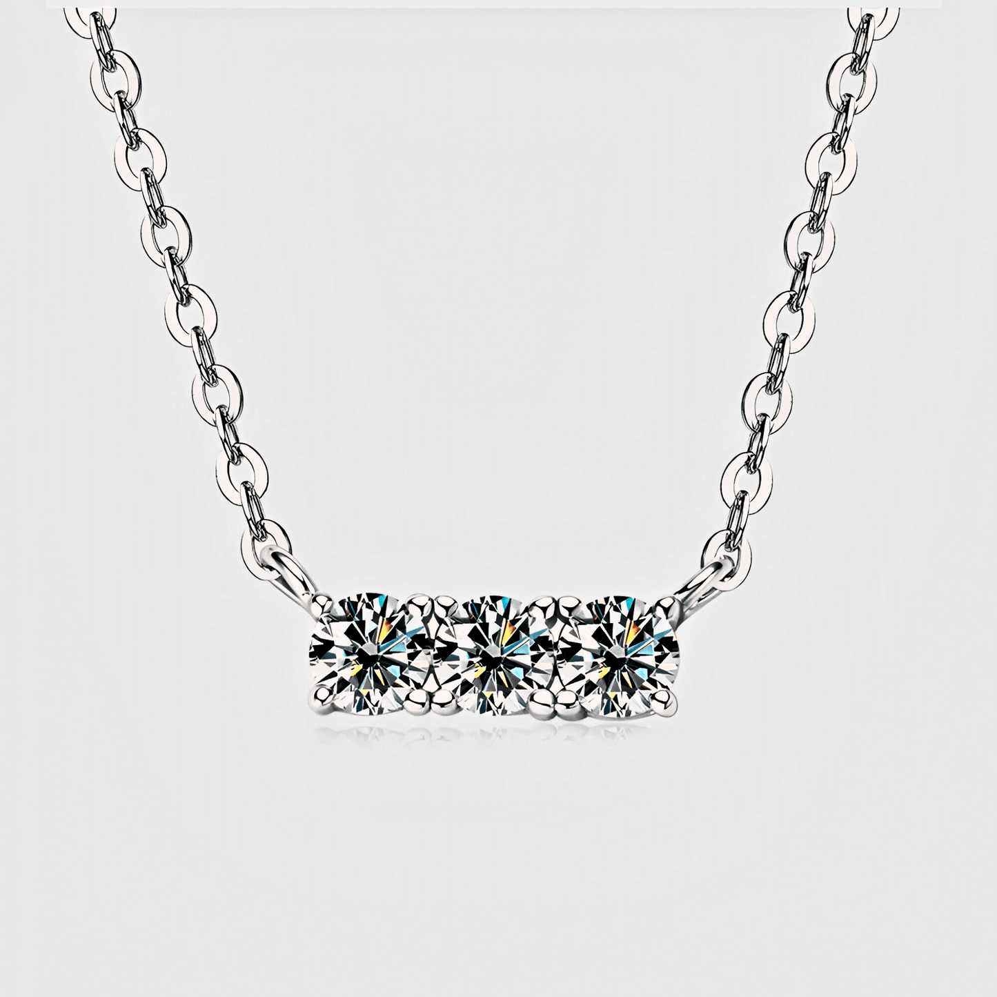 Linea Pendant - Inlaid Moissanite Necklace/ pendant in 925 sterling silver.