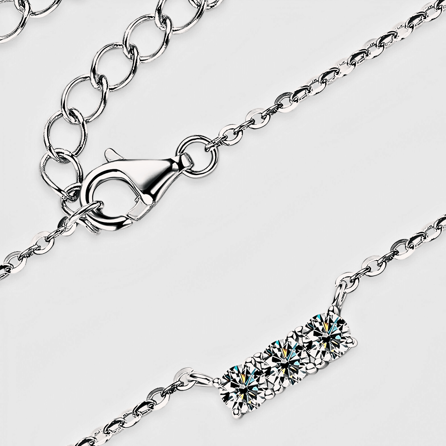Linea Pendant - Inlaid Moissanite Necklace/ pendant in 925 sterling silver.