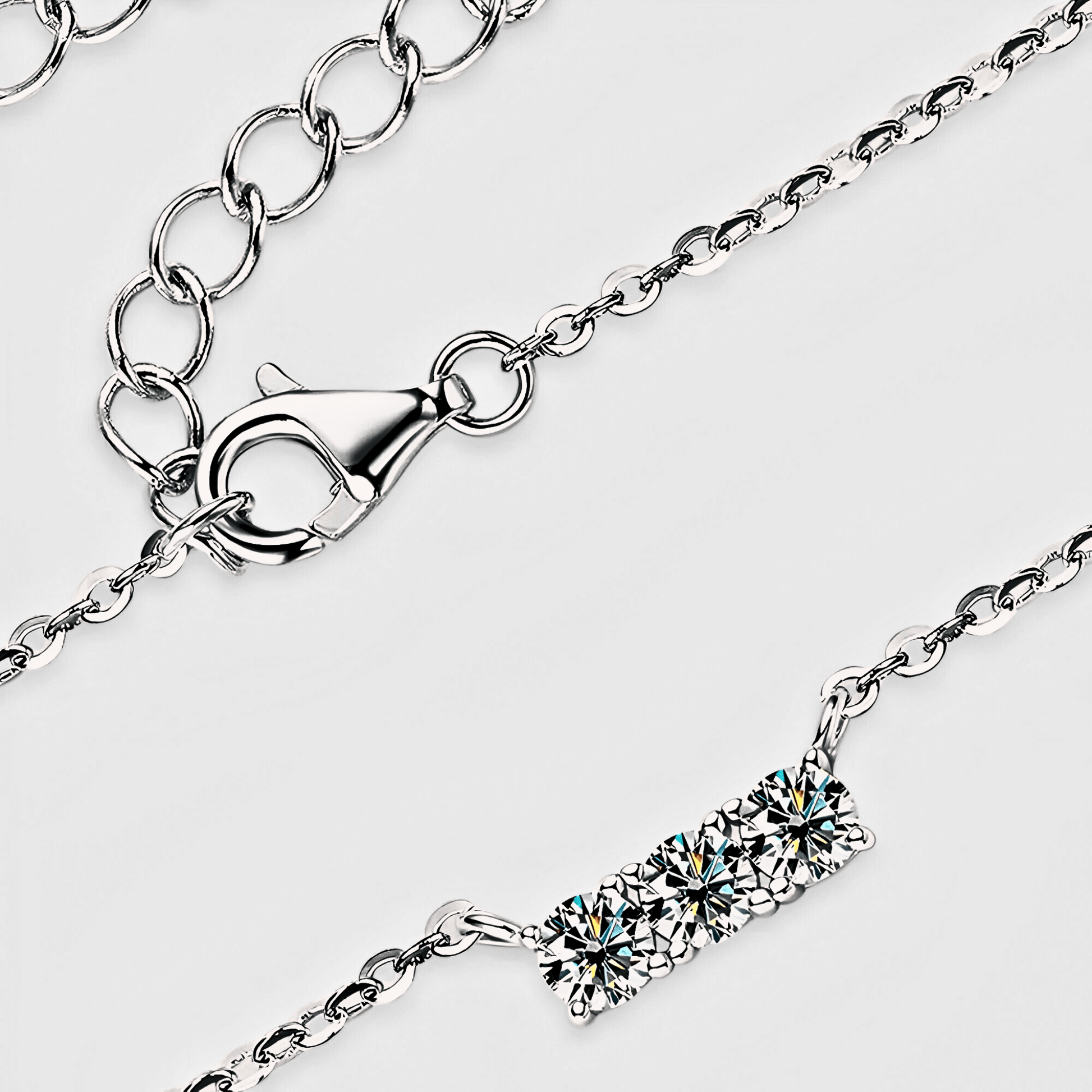Linea Pendant - Inlaid Moissanite Necklace/ pendant in 925 sterling silver.