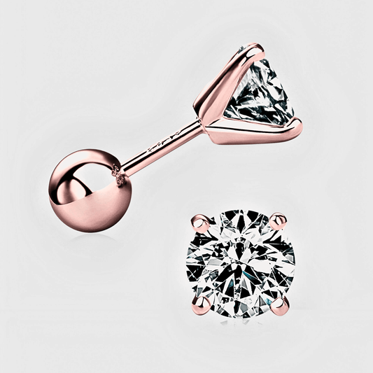 Chiara Studs - 2ct Moissanite stud Earrings in rose gold. | Moissanite Earrings