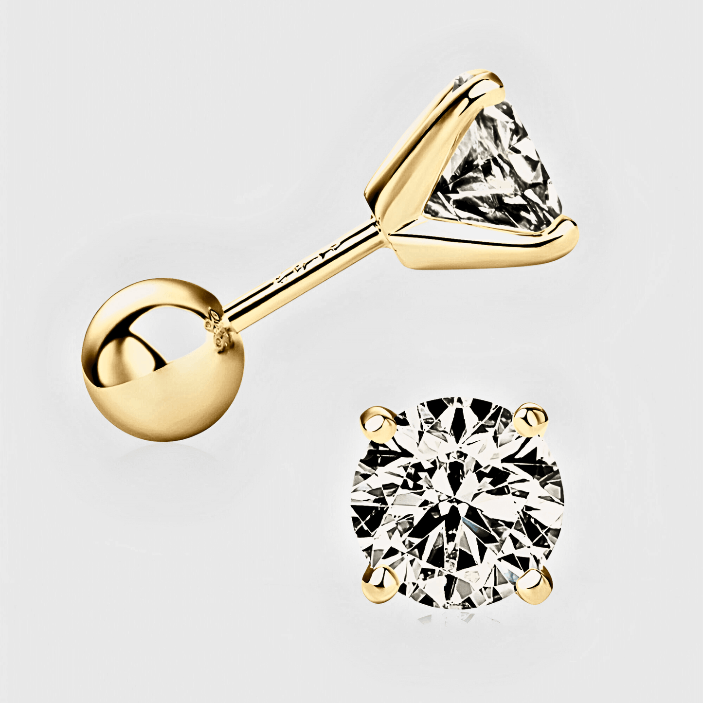 Chiara Studs - 2ct Moissanite stud Earrings in 18k gold. | Moissanite earrings