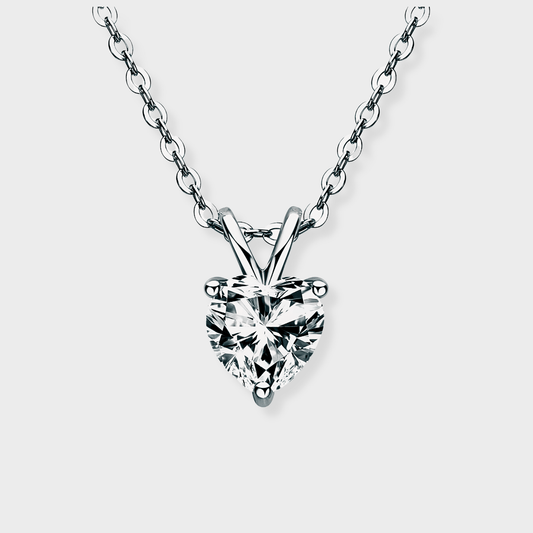 Venere Pendant 1ct - Heart shaped moissanite necklace/pendant in 925 sterling silver. | Moissanite heart necklace