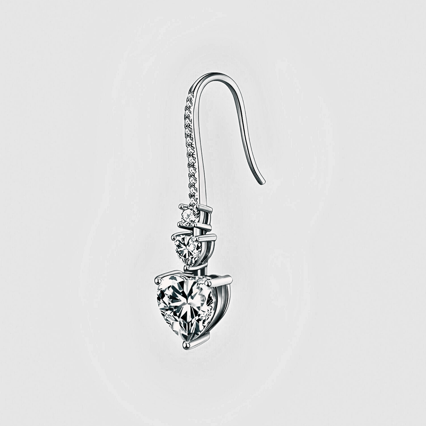 Sovana Earrings 5.44ct - Heart shaped Moissanite drop earrings in 925 sterling silver. | Moissanite heart earrings