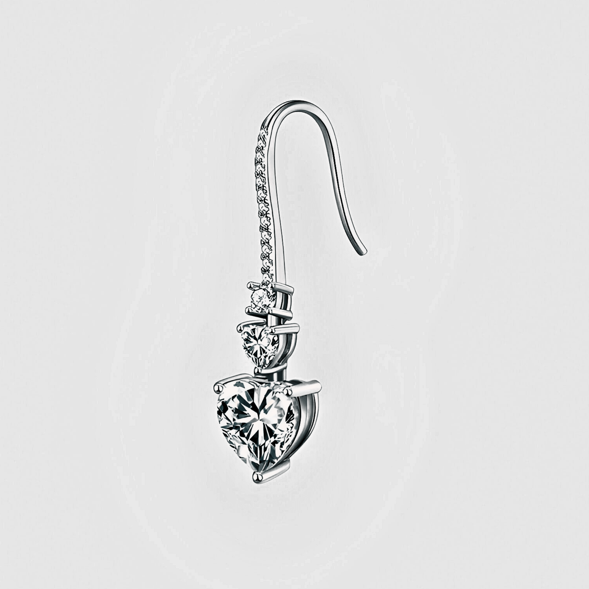 Sovana Earrings 5.44ct - Heart shaped Moissanite drop earrings in 925 sterling silver. | Moissanite heart earrings