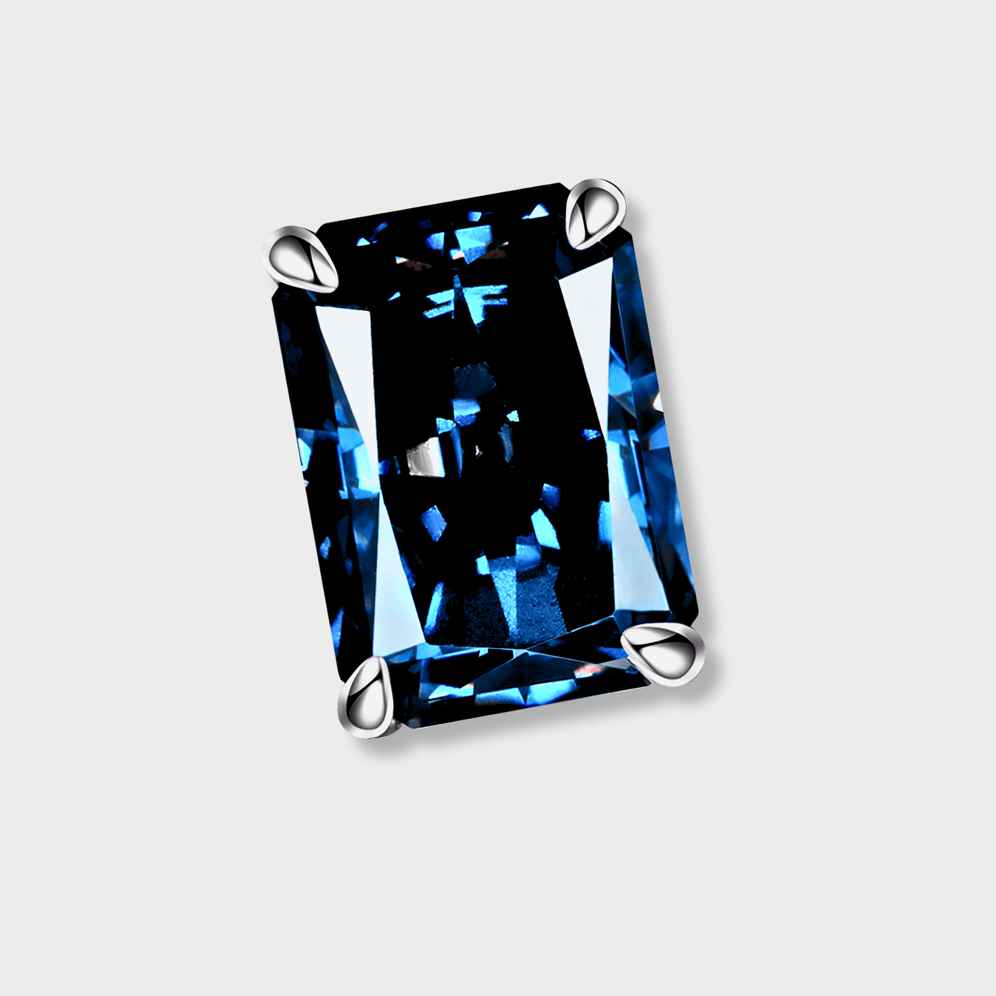 Indigo Studs 2ct –  Emerald Cut, blue Moissanite Earrings in 925 polished sterling silver. | emerald cut moissanite earrings