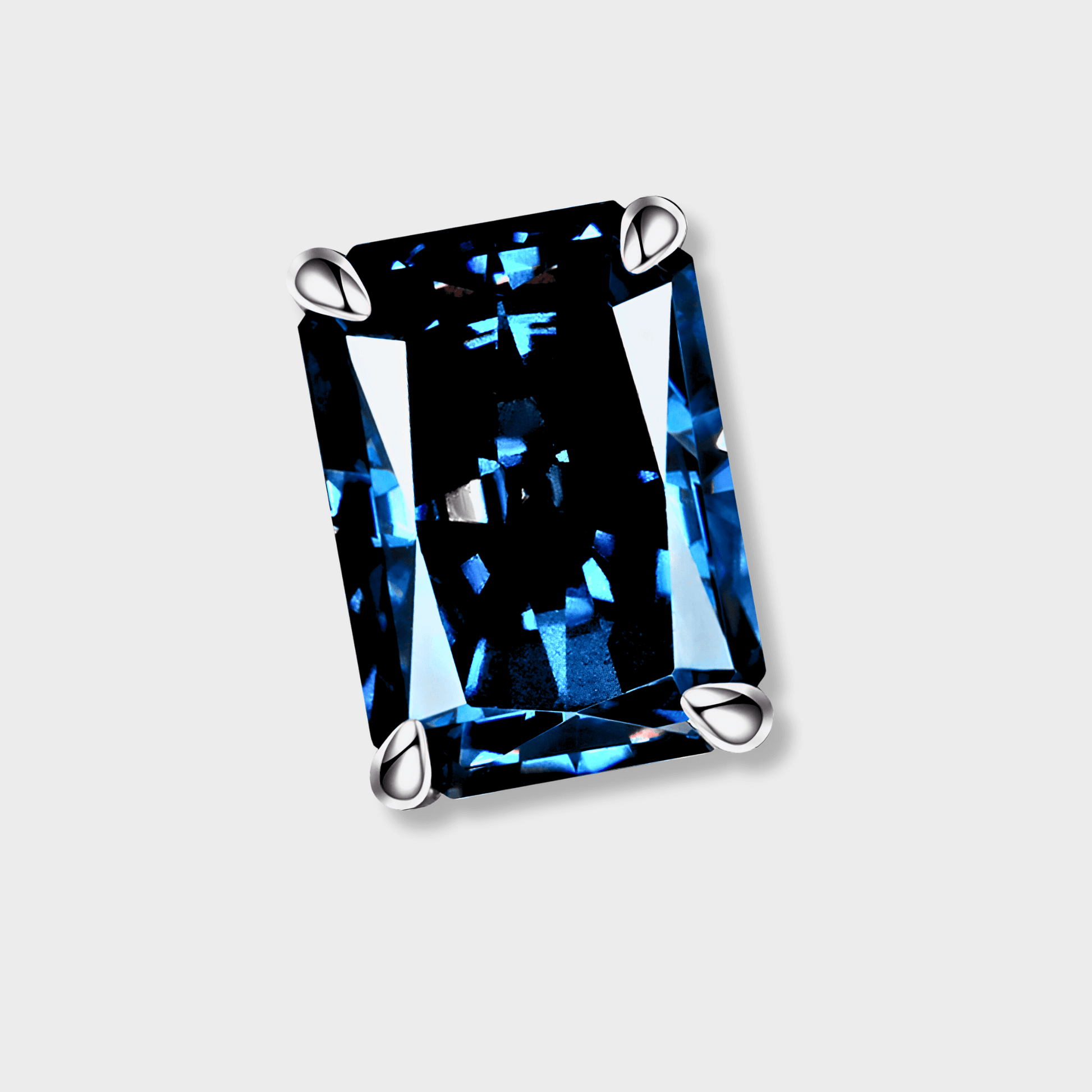Indigo Studs 2ct –  Emerald Cut, blue Moissanite Earrings in 925 polished sterling silver. | emerald cut moissanite earrings