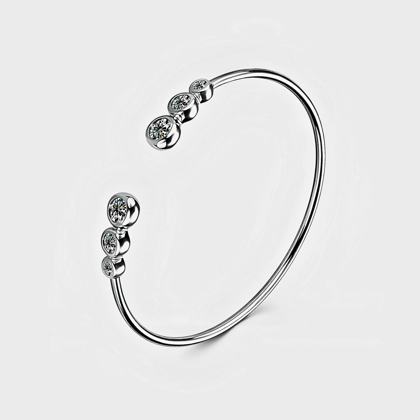 Taormina Bangle - 1.8 ct open Moissanite  Bracelet in 925 sterling silver