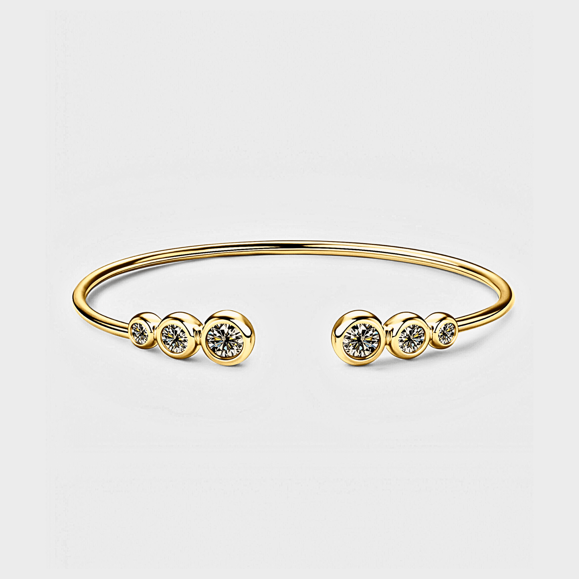 Taormina Bangle - 1.8 ct open Moissanite  Bracelet in 18k gold.