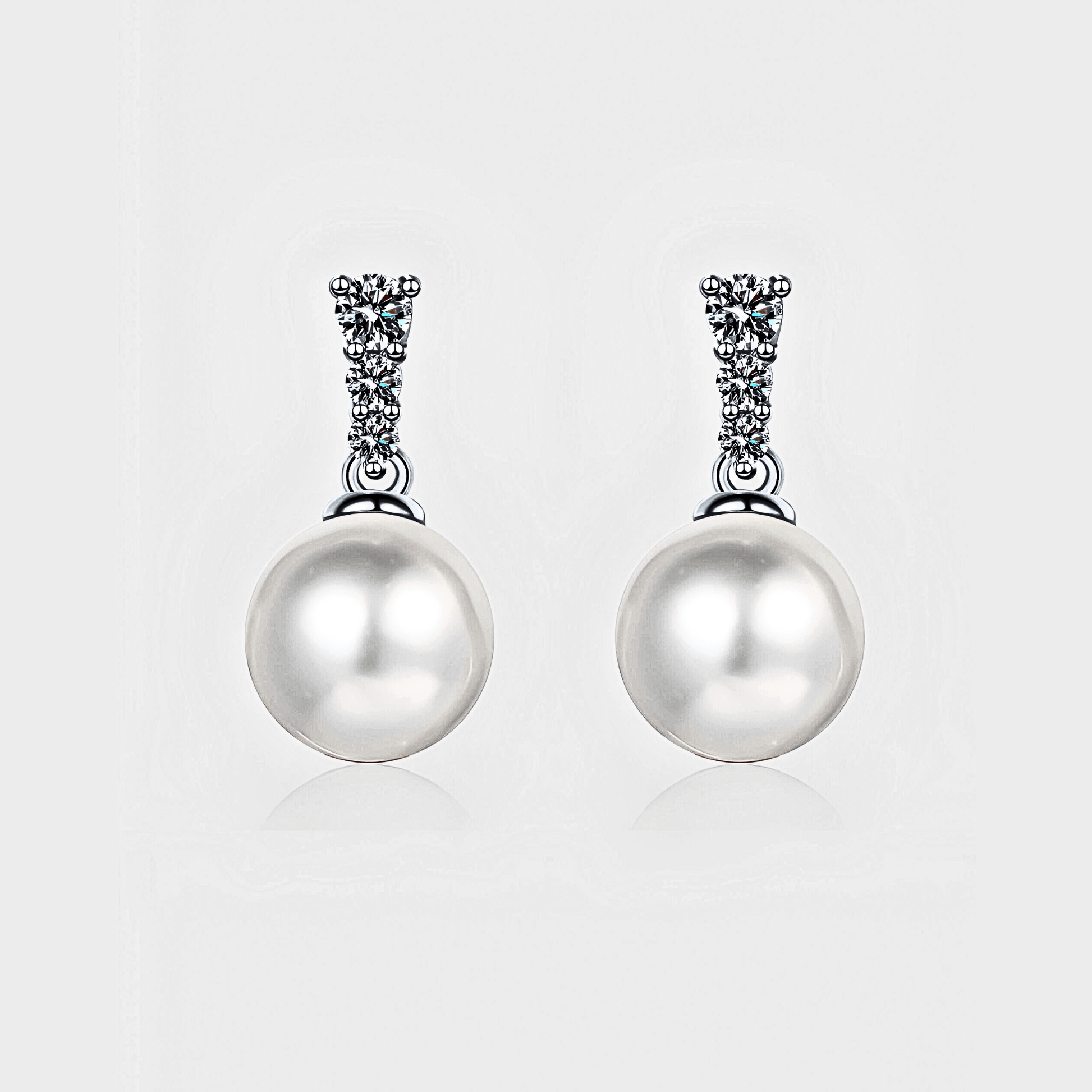 Marina Drops 0.23ct - Moissanite Pearl Earrings in 925 sterling silver