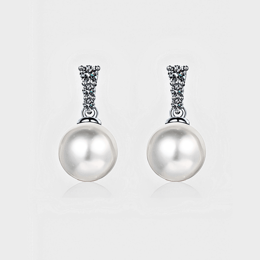 Marina Drops 0.23ct - Moissanite Pearl Earrings in 925 sterling silver