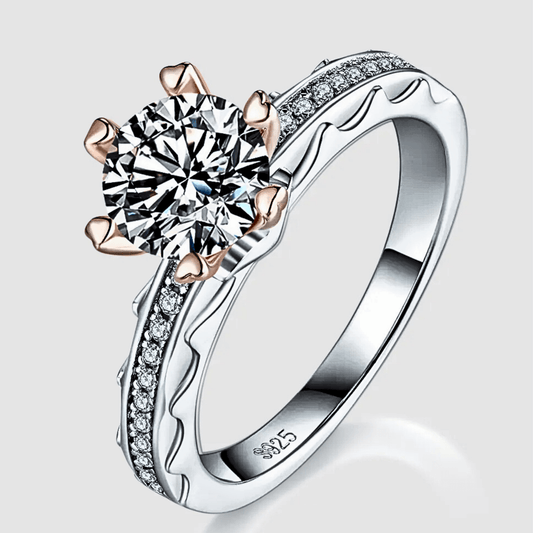 Alba Ring 1ct - a Moissanite solitaire ring in 925 sterling silver with 18k gold accents. | silver moissanite ring