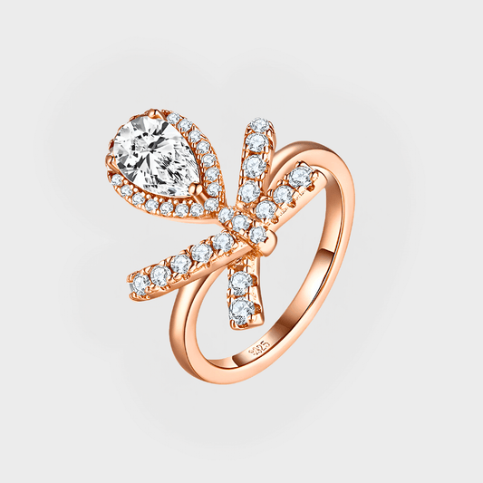 Elysian Band 1ct – Moissanite Solitaire Ring in rose gold with zircon accents.
