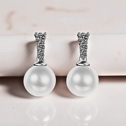 Marina Drops 0.23ct - Moissanite Pearl Earrings in 925 sterling silver