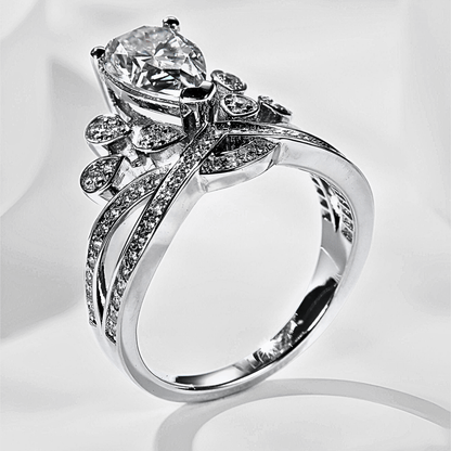 Diadem Ring 1.5ct - Crown shaped Moissanite ring in 925 sterling silver.  | Moissanite crown ring