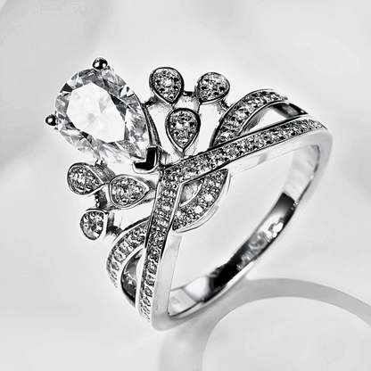 Diadem Ring 1.5ct - Crown shaped Moissanite ring in 925 sterling silver.  | Moissanite crown ring
