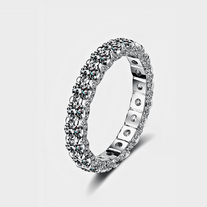 Orbit Band 2.1ct - Moissanite eternity Ring made from 925 sterling silver, rhodium plating, and 2.1 carats of white moissanite.