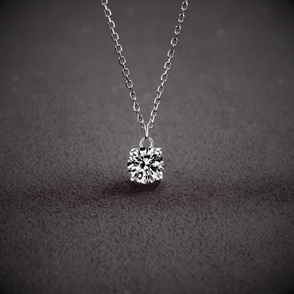 Ladina Pendant 1ct - Moissanite pendant Necklace featuring a sparkling white moissanite in 925 sterling silver.