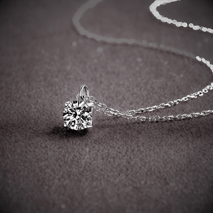 Ladina Pendant 1ct - Moissanite pendant Necklace featuring a sparkling white moissanite in 925 sterling silver.