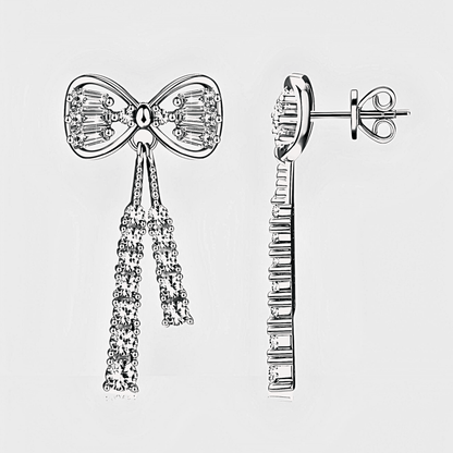 Elodie Earrings 1.12ct - Bow Shaped earrings made from 925 sterling silver and white moissanite 