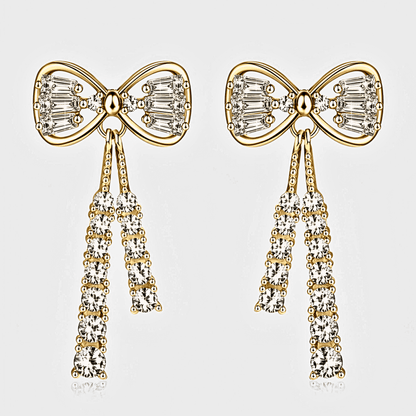 Elodie Earrings 1.12ct - 18k gold Bow Shaped earrings with white moissanite 
