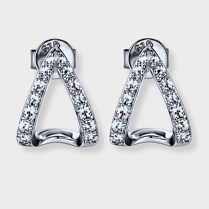 Apex Studs - Geometric shaped moissanite earrings in 925 sterling silver. | Silver moissanite earrings