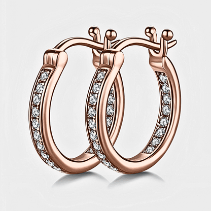Tallis Hoops / rose gold moissanite earrings - Rose Gold plated Moissanite hoop Earrings 