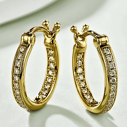 Tallis Hoops / gold moissanite earrings - Gold plated moissanite hoop earrings  