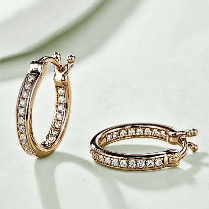 Tallis Hoops / rose gold moissanite earrings - Rose Gold plated Moissanite hoop Earrings 