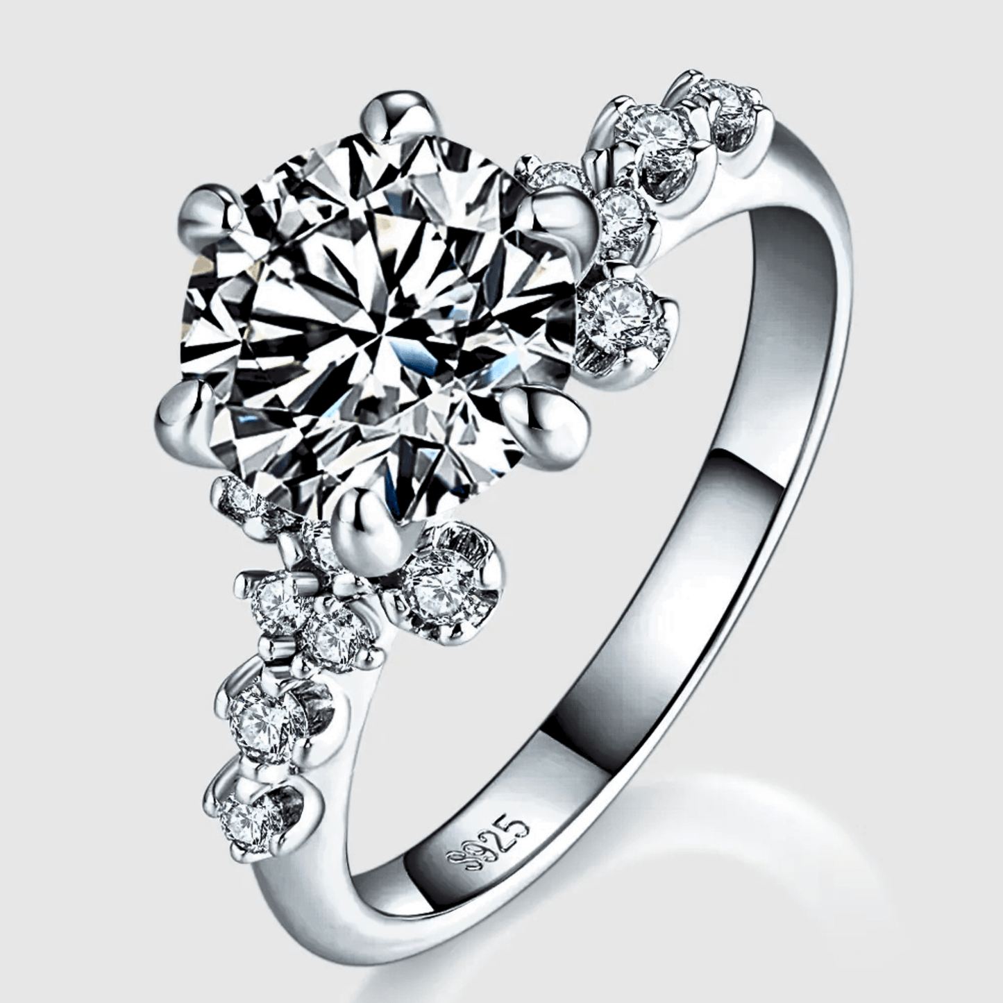 Dama Ring 2ct - A moissanite solitaire ring in 925 sterling silver. | silver moissanite ring
