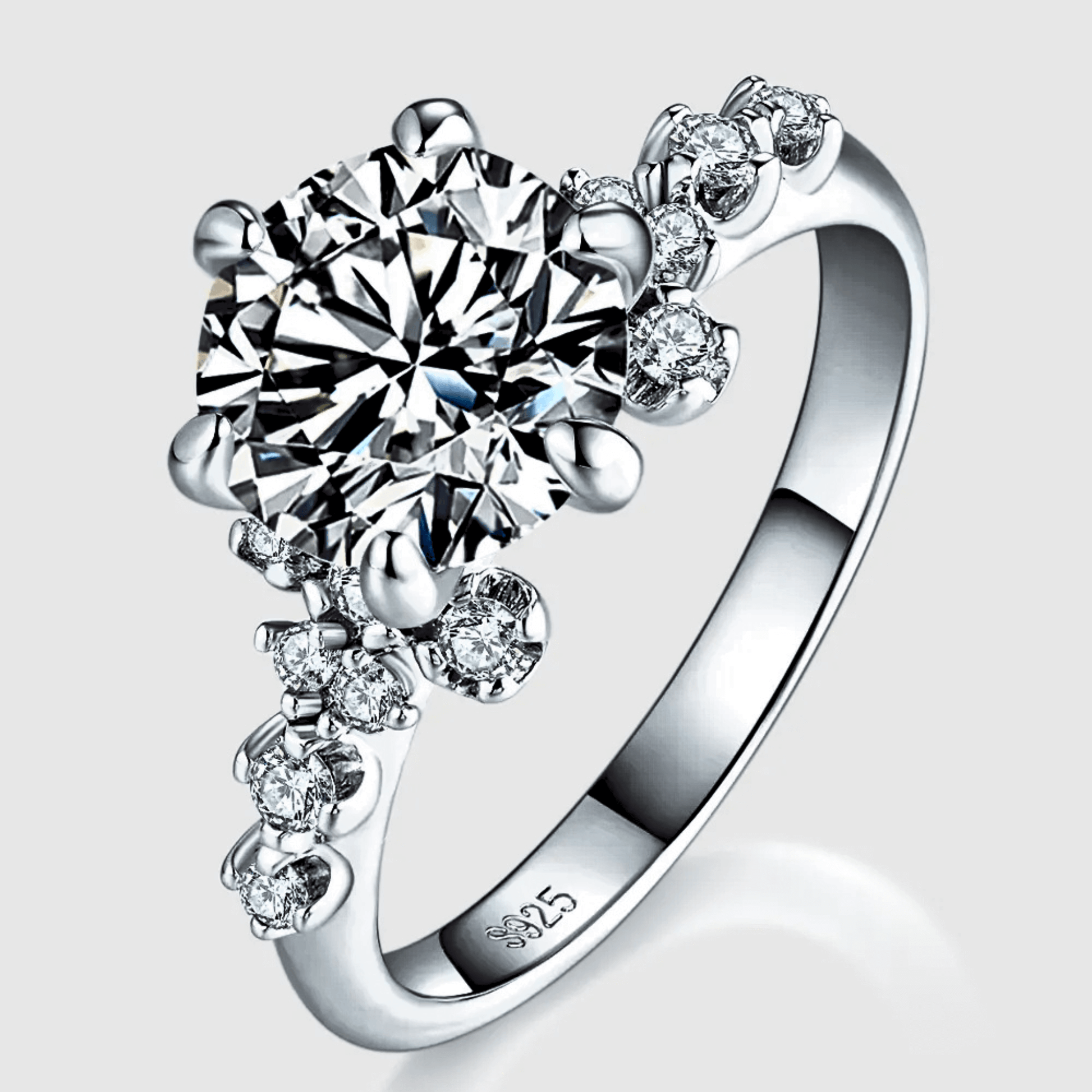 Dama Ring 2ct - A moissanite solitaire ring in 925 sterling silver. | silver moissanite ring