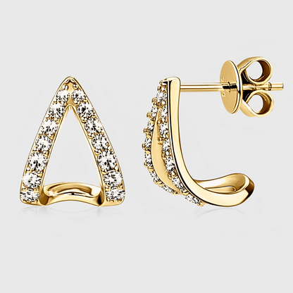 Apex Studs - Geometric shaped moissanite earrings in 18k gold. | Gold Moissanite Earrings