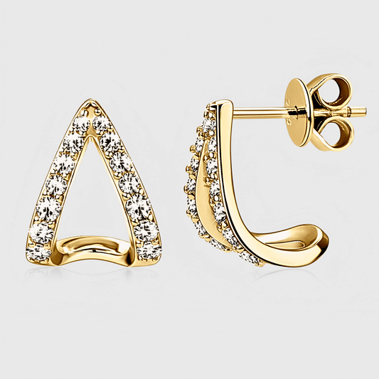 Apex Studs - Geometric shaped moissanite earrings in 18k gold. | Gold Moissanite Earrings