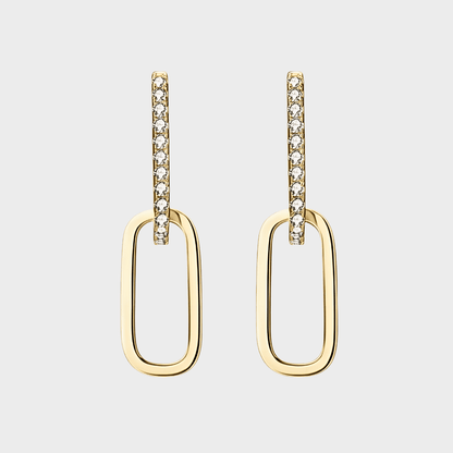 Gilda Hoops - Gold Moissanite Earrings featuring 18k gold-plated geometric design with elegant sparkle.