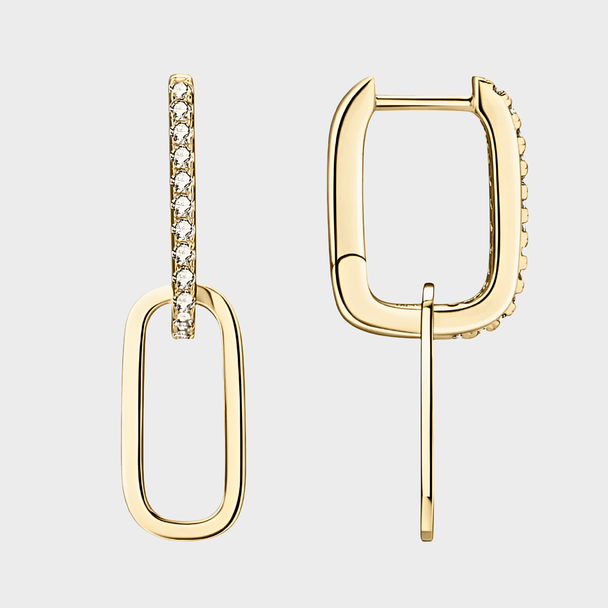 Gilda Hoops - Gold Moissanite Earrings in geometric hoop design made from 18k gold plating and Moissanite.