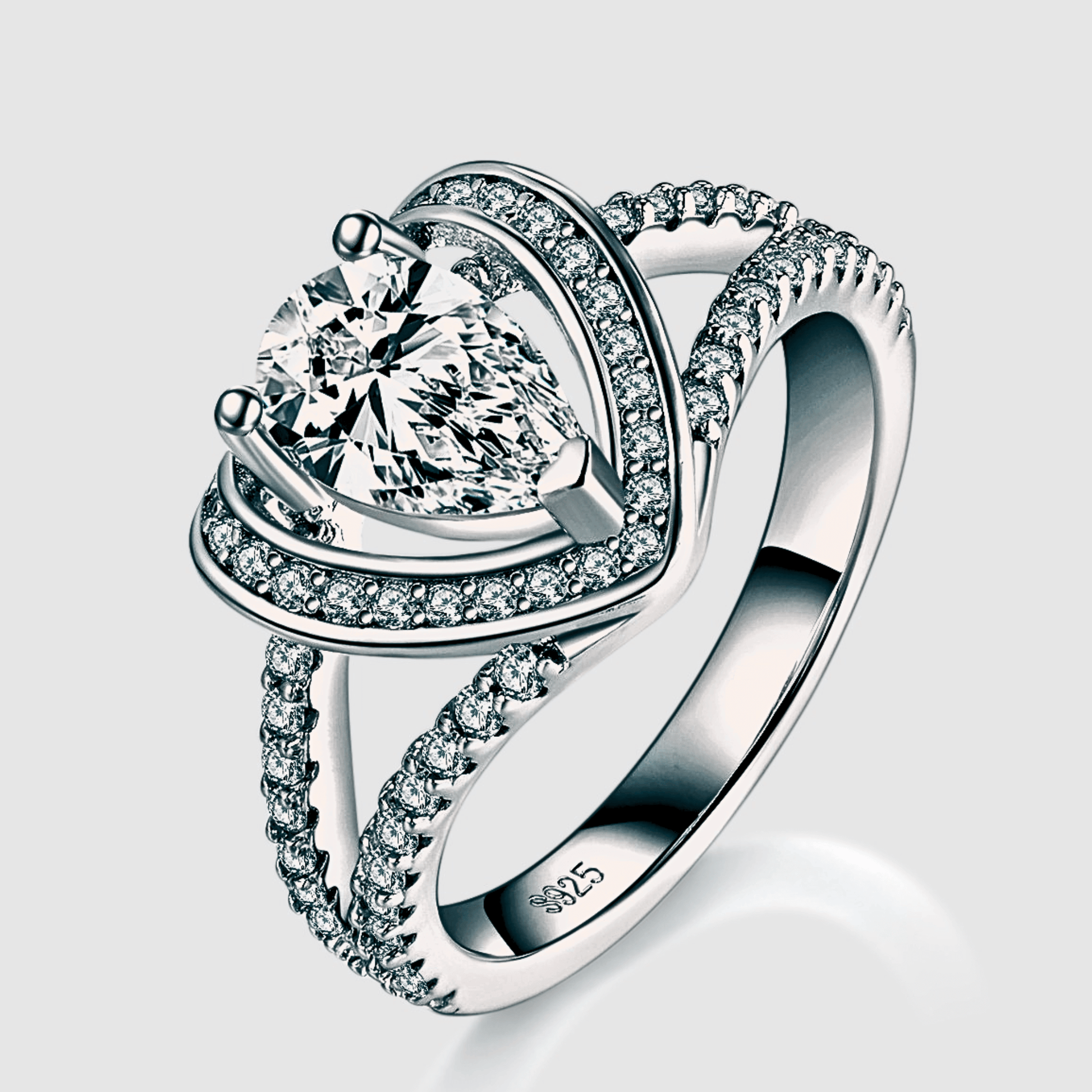 Amore Ring 1ct - a heart shaped moissanite ring in 925 sterling silver. | Moissanite heart ring