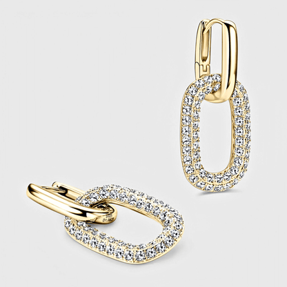 Vittoria Earrings - 2.16ct Moissanite hoop earrings in 18k gold.  | Moissanite Drop-earrings