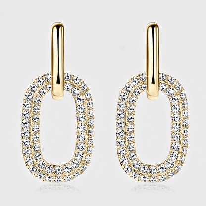 Vittoria Earrings - 2.16ct Moissanite hoop earrings in 18k gold.  | Moissanite Drop-earrings