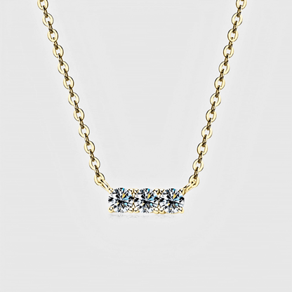 Linea Pendant - Inlaid Moissanite Necklace/ pendant in 18k gold.