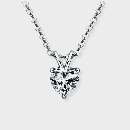 Venere Pendant 1ct - Heart shaped moissanite necklace/pendant in 925 sterling silver. | Moissanite heart necklace