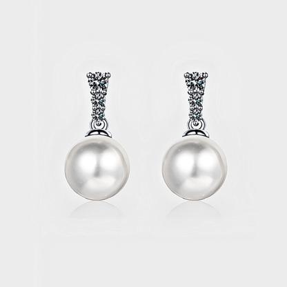 Marina Drops 0.23ct - Moissanite Pearl Earrings in 925 sterling silver