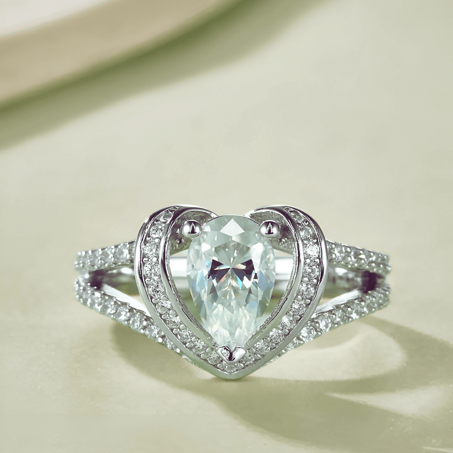 Amore Ring 1ct - a heart shaped moissanite ring in 925 sterling silver. | Moissanite heart ring