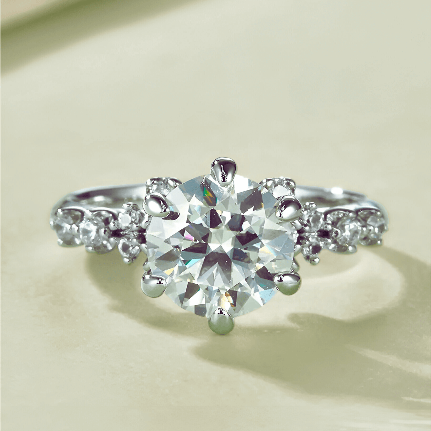 Dama Ring 2ct - A moissanite solitaire ring in 925 sterling silver. | silver moissanite ring