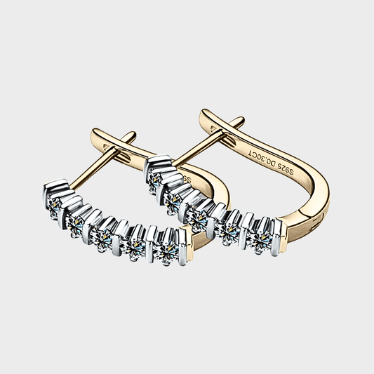 Liora Earrings –  Moissanite stud earrings with 18k gold and 925 sterling silver accents. | moissanite earrings