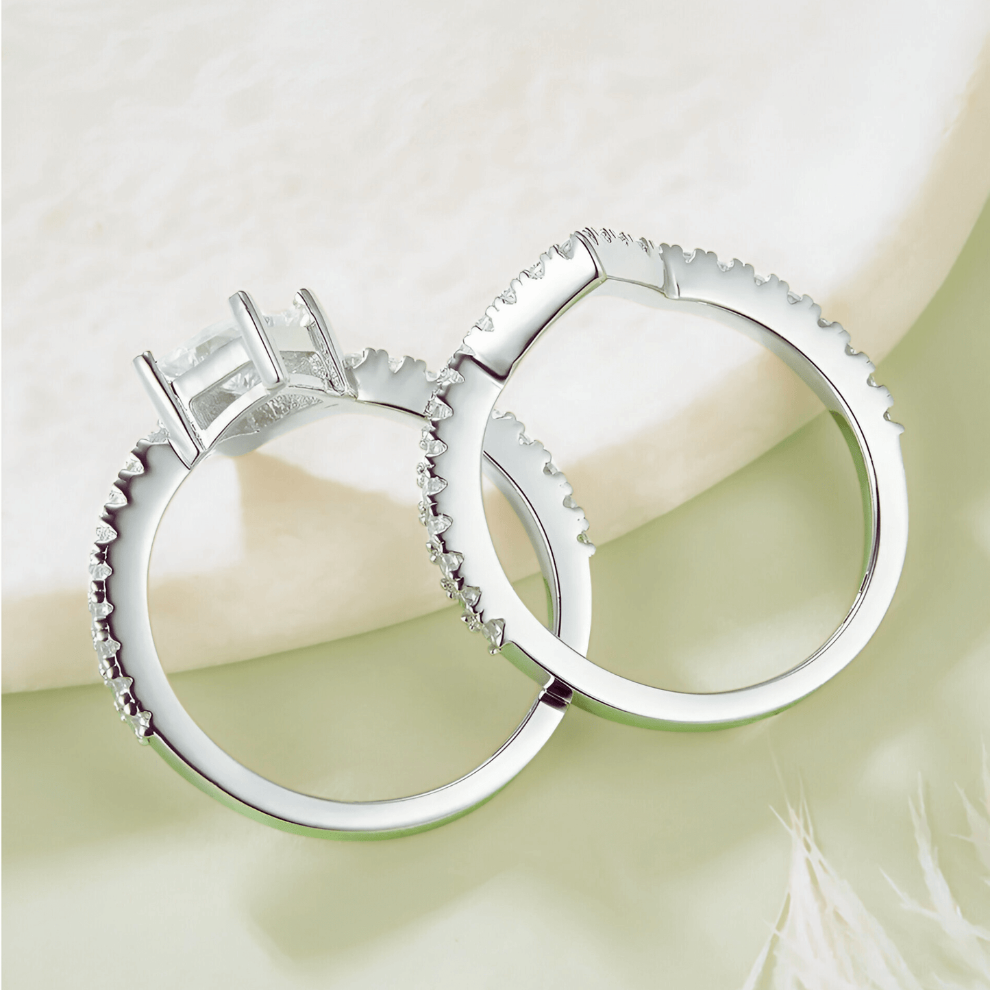 Lucia Duo 1ct - a moissanite double ring in 925 sterling silver. | silver Moissanite ring
