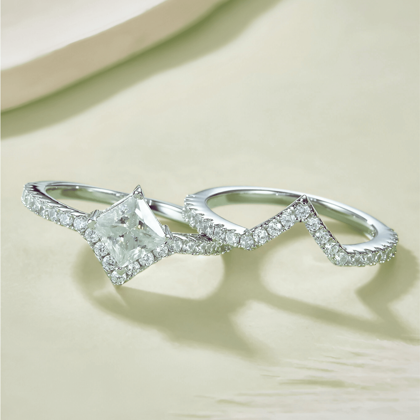 Lucia Duo 1ct - a moissanite double ring in 925 sterling silver. | silver Moissanite ring