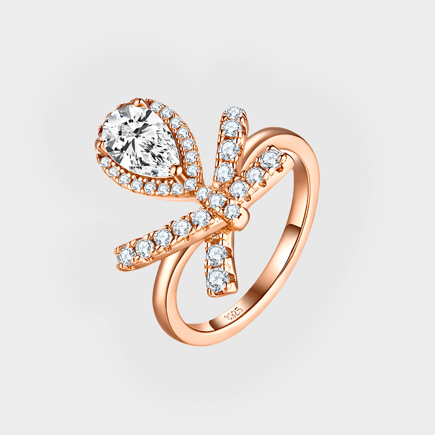 Elysian Band 1ct – Moissanite Solitaire Ring in rose gold with zircon accents.